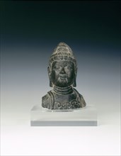 Black marble head of a Bodhisattva, China, 757-906 AD. Artist: Unknown