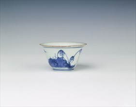 Blue and white cup, China, 1668. Artist: Unknown