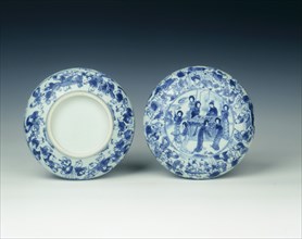 Blue and white seal box, China, 1640-1670. Artist: Unknown
