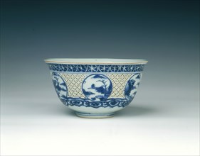 Reticulated blue and white bowl, China, 1600-1644. Artist: Unknown