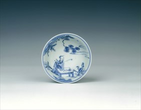 Blue and white cup showing calligrapher Wang Xizhi, China, 1573-1620. Artist: Unknown