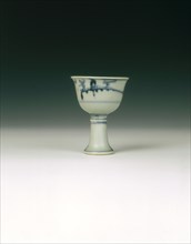 Blue and white stem cup, China, 1465-1487. Artist: Unknown