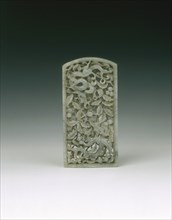 Jade 'cha wei' reticulated plaque, Ming dynasty, China, 1368-1644. Artist: Unknown