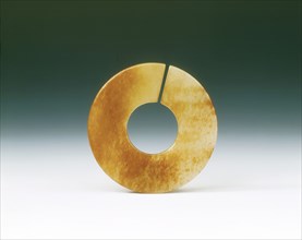 Jade slit disc, Western Han dynasty, China, 206 BC-8. Artist: Unknown