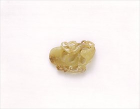 Yellow jade pointed pendant with kui dragons, Western Han dynasty, China, 206 BC-8. Artist: Unknown