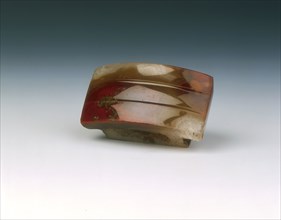 Red agate dagger scabbard slide, Western Han dynasty, China, 206 BC-8. Artist: Unknown