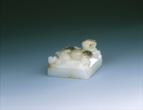 Jade square seal with kui dragon finial, early Six Dynasties period or earlier, China, c220-589. Artist: Unknown
