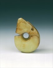 Yellowish jade pig-dragon pendant, Neolithic, Hongshan culture, North China, c3500 BC-2200 BC. Artist: Unknown