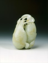 Jade rebus of two arrowroot and a magpie, Qing dynasty, China, 18th century. Artist: Unknown