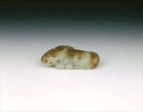 Jade fabulous animal pebble, Ming dynasty, China, 1368-1644. Artist: Unknown