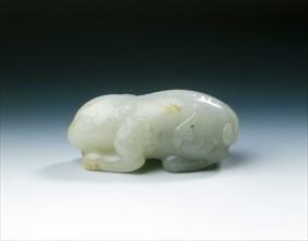White jade mythical animal, Yuan dynasty-early Ming dynasty, China, 1279-1499. Artist: Unknown