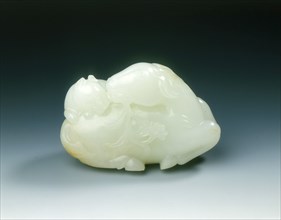 Jade deer and dog, Qing dynasty, China, 18th century. Artist: Unknown