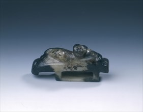 Black jade dagger scabbard slide with kui dragon, Western Han dynasty, China, 206 BC-8 AD. Artist: Unknown