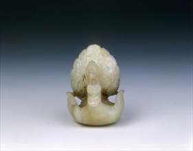 Jade peacock headdress finial, High Tang period, China, 684-756. Artist: Unknown
