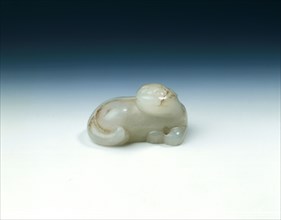 White jade cat, Western Han dynasty, China, 206 BC-8 AD. Artist: Unknown