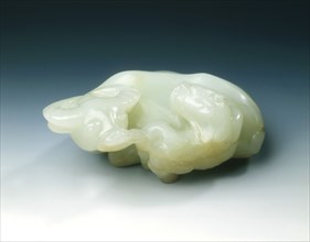 Jade buffalo with qilin, early Qing dynasty, China, 17th century. Artist: Unknown