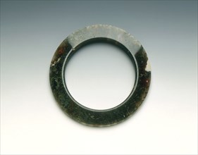 Moss-green agate pectoral ring, Warring States Period, China, 475-221 BC. Artist: Unknown