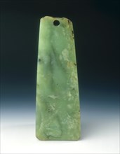 Jade axe blade with two holes, neolithic, Liangzhu culture, China, c3400-2250 BC. Artist: Unknown