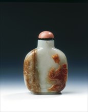 Jadeite snuff bottle with four different colours, Qing dynasty, China, 19th century. Artist: Unknown