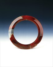 Brick-red agate pectoral ring, Western Han dynasty, 206 BC-8 AD. Artist: Unknown