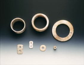 Set of 7 altered jades, neolithic, Liangzhu culture, China, c3400-2250 BC. Artist: Unknown