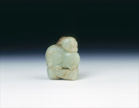Jade mythical animal on stylised clouds, Ming dynasty, China, 1368-1644. Artist: Unknown
