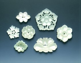 Six jade flowers, Jin to early Ming dynasty, c1115-c1450. Artist: Unknown