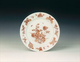 Rouge de fer and gilt plate, Qing dynasty, late Kangxi period, China, 1700-1722. Artist: Unknown