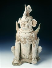 Pottery zhenmushou (a tomb guardian beast), early Tang dynasty, China, 7th century. Artist: Unknown