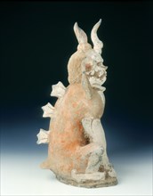 Pottery zhenmushou (a tomb guardian beast), early Tang dynasty, China, 7th century. Artist: Unknown