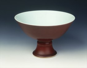 Copper red stem bowl, Qing dynasty, Yongzheng period, China, 1723-1735. Artist: Unknown
