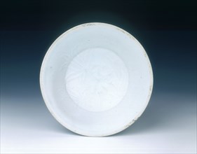 Qingbai dish with moulded lotus design, Song dynasty, China, 12th century. Artist: Unknown