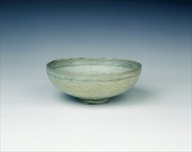 Punch'ong celadon bowl with stamped decoration, Choson dynasty, Korea, 15th century. Artist: Unknown