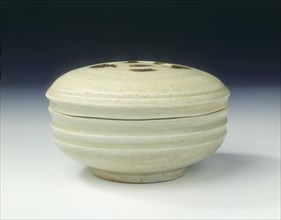 Covered qingbai box with iron oxide spots on lid, Northern Song dynasty, China, mid 11th century. Artist: Unknown