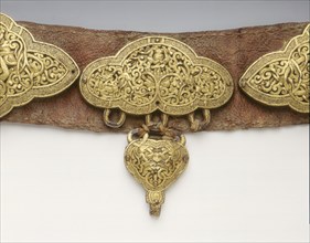 Tibetan nobleman's belt with damascened iron plaques, Tibet, 15th century. Artist: Unknown