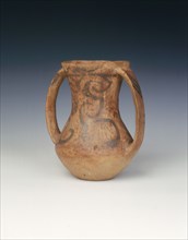 Double handled beaker, late neolithic, Tang Wang culture, China, c2000-1500 BC. Artist: Unknown
