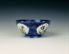 Souffle blue gilt ground bowl, Qing dynasty, China, after 1683. Artist: Unknown