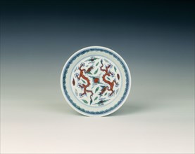 Doucai saucer, Qing dynasty, late Kangxi  China, 1700-1722. Artist: Unknown