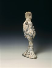 Grey pottery standing woman, Western Han dynasty, China, 206 BC-8 AD. Artist: Unknown