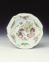 Saucer with cockerels, Ming dynasty, Tianqi period, China, 1621-1627. Artist: Unknown