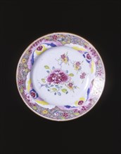 Famille rose plate with peony and floral sprays, Qing dynasty, China, 1750-1799. Artist: Unknown