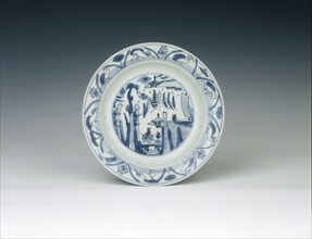 Kraak dish with figure on horseback, Ming dynasty, China, 1560-1580. Artist: Unknown