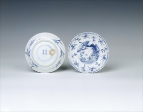 Pair of blue and white dishes, Qing dynasty, early Kangxi period, China, 1662-1677. Artist: Unknown