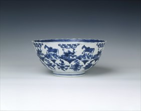 Bowl with horses carrying books, Qing dynasty, Kangxi period, China, 1662-1722. Artist: Unknown