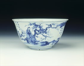 Bowl with scholars, Transitional period, China, c1630-1662. Artist: Unknown