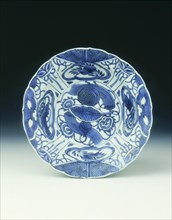Kraak blue and white basin, Late Ming dynasty, China, c1600-1620. Artist: Unknown