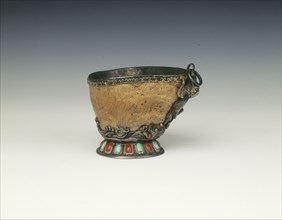 Burwood cup with silver mounts, late 18th-early 19th century. Artist: Unknown