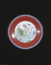Cloisonne plate with herons, Qing dynasty, China, 19th century. Artist: Unknown