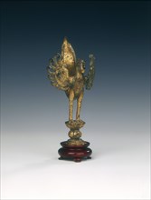 Gilt bronze bird on lotus applique, late Tang or Liao dynasty, China, 9th -10th century. Artist: Unknown