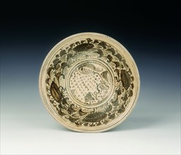 Sukothai-Turiang stoneware dish with fish amid water reeds, Thailand, 14th-15th century. Artist: Unknown